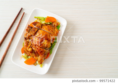 teppanyaki chicken steak with cabbage and carrot teppanyaki chicken steak with cabbage and carrot 99571422