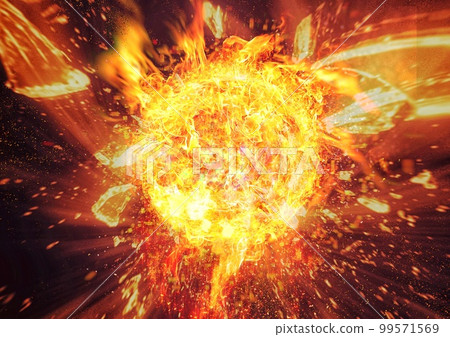 爆炸的抽象太陽的 3d 插圖 爆炸的抽象太陽的 3d 插圖 99571569