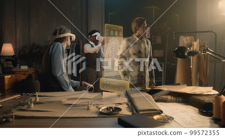 Tailor and male customer in VR headsets Tailor and male customer in VR headsets 99572355