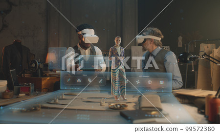 Tailors use virtual program for modeling clothes Tailors use virtual program for modeling clothes 99572380