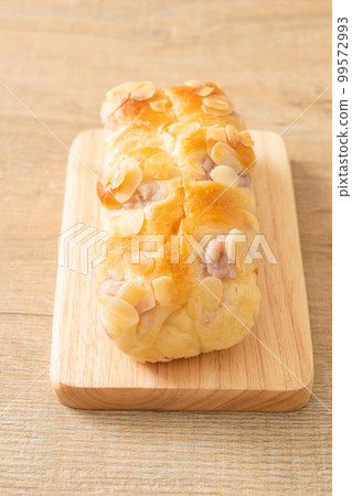 taro toast bread on wood board taro toast bread on wood board 99572993
