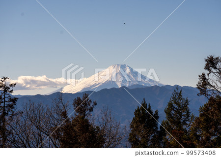 Mt.Fuji seen from Mt.Takao from Mt.Jinba in winter Mt.Fuji seen from Mt.Takao from Mt.Jinba in winter 99573408