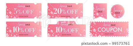 Sakura and pink gradation coupon vector icon set for spring sale 99573761