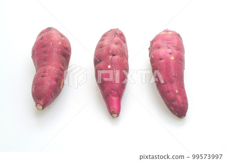 fresh Japanese sweet potatoes on white background fresh Japanese sweet potatoes on white background 99573997