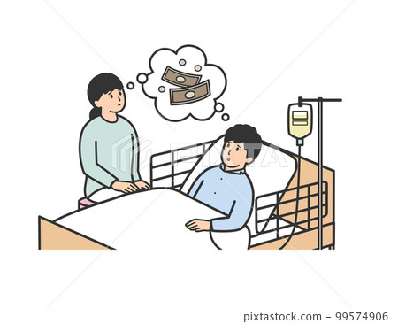 一對夫婦擔心住院費用的插圖 一對夫婦擔心住院費用的插圖 99574906
