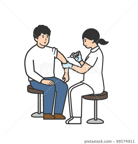 一名男子接受護士注射的插圖 99574911