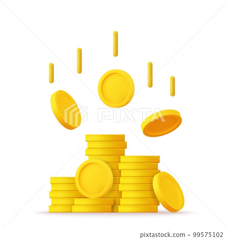 3D Stack of Gold Coins Icon 99575102