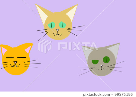 Different muzzles of cats on a gray background. Children's drawing Different muzzles of cats on a gray background. Children's drawing 99575196
