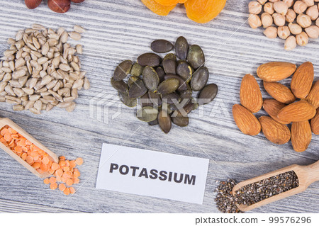 Nutritious food containing natural potassium, vitamin K and minerals. Healthy eating Nutritious food containing natural potassium, vitamin K and minerals. Healthy eating 99576296