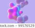 3D abstract liquid bubbles on purple background. 99576529