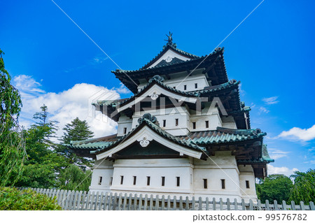 Hirosaki Castle tower in sunny weather (Hirosaki City, Aomori Prefecture) 99576782