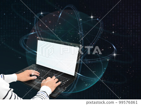 數字地球和 AI 網絡通信網絡操作 PC 的人 99576861