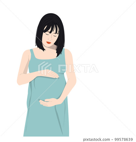 Sad pregnant asian woman. 99578639