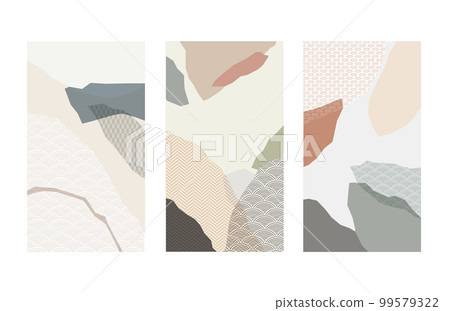 Abstract art landscape background with pattern in vintage style. Geometric wallpaper(Multiple values) 99579322