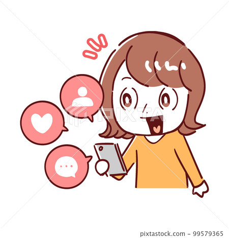 Woman SNS smartphone smile 99579365