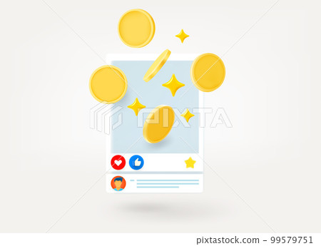 Receiving money via social media. 3d vector illustration isolated on white background 99579751