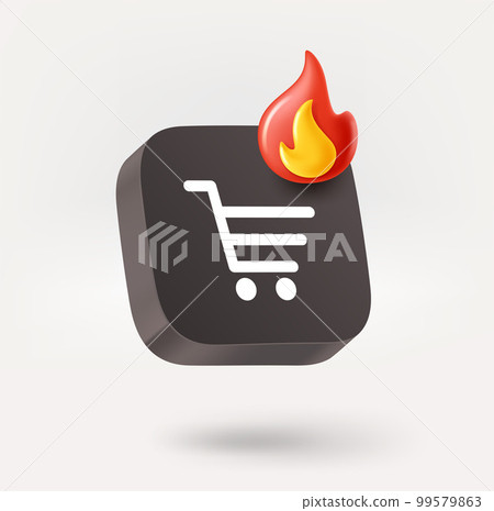 Shopping trolley icon with hot offer sign Shopping trolley icon with hot offer sign 99579863
