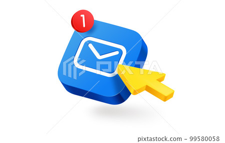 Pressing on a new message button. 3d vector icon 99580058