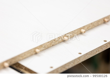 Close up of MDF board or plank for kind of furniture, woodwork concept 99580126