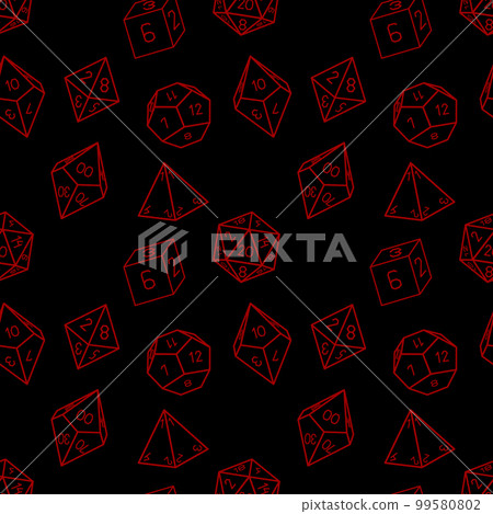 Seamless pattern of D4, D6, D8, D10, D12 and D20 99580802