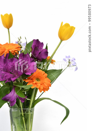 Flower arrangement on white background Flower arrangement on white background 99580973