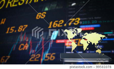 gold world map on tablet for business concept 3d rendering 99581078