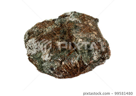 Macro mineral stone astrophyllite white background 99581480