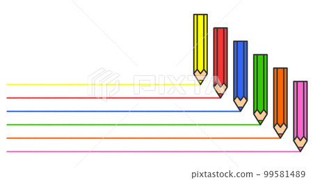 用彩色鉛筆繪製的水平線的插圖 99581489