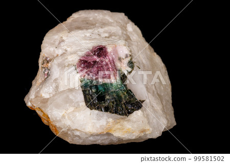 macro mineral tourmaline stone on black background macro mineral tourmaline stone on black background 99581502