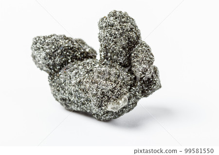 Macro mineral stone chlorite in quartz on a white background 99581550