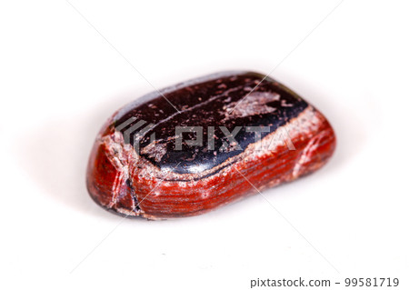 Macro mineral stone Jasper with hematite on a white background 99581719