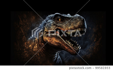 The head of dinosaur in the dark background 99581933