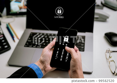 Phone lock code. Protect your laptop with two-factor authentication. Protect and secure your laptop with a pin code. Encrypted data. Phone lock code. Protect your laptop with two-factor authentication. Protect and secure your laptop with a pin code. Encrypted data. 99582520