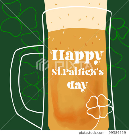 Happy St.Patrick s day text on stylized mug of 99584339