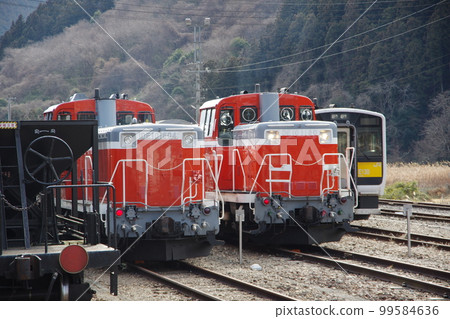 Suigun Line Hitachidaigo Station DE10 locomotive shunting 99584636