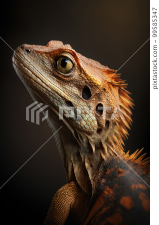 Lizard portrait on dark background. AI Generative 99585347