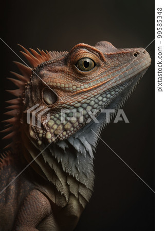 Lizard portrait on dark background. AI Generative Lizard portrait on dark background. AI Generative 99585348