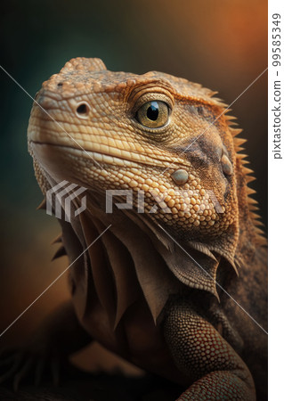 Lizard portrait on dark background. AI Generative 99585349
