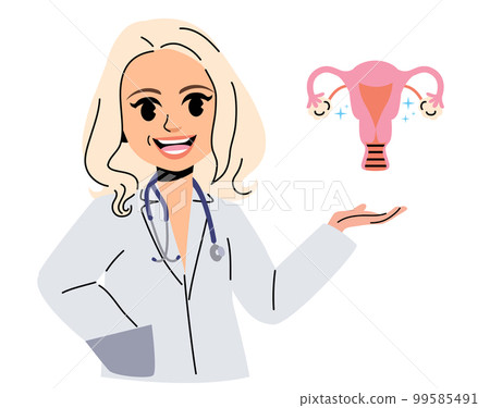 Female Gynecologist Doctor Holding Uterus 99585491