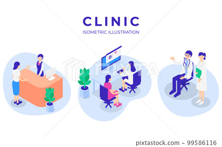 Clinic isometric illustration set 99586116