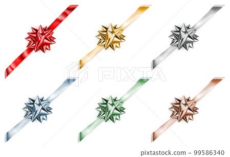 Set of big shiny bows with diagonally ribbons 99586340