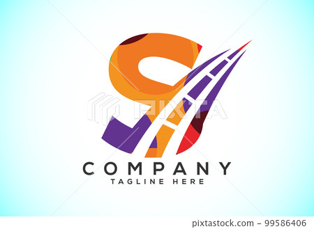 Letter S with road logo sign. Polygonal style logo for highway maintenance and construction. Letter S with road logo sign. Polygonal style logo for highway maintenance and construction. 99586406