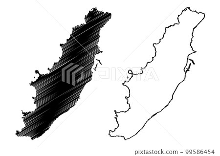 Awashima island (Japan, East Asia, Japanese archipelago) map vector illustration, scribble sketch Awashima map 99586454