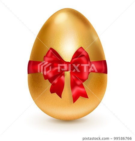 Golden Easter egg with red bow Golden Easter egg with red bow 99586766