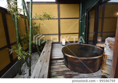 Japan, Tohoku, Iwate Prefecture, Ichinoseki City, a World Heritage hidden inn, a hot spring inn, an open-air bath, a cypress bath, Kajitsu no Mori Japan, Tohoku, Iwate Prefecture, Ichinoseki City, a World Heritage hidden inn, a hot spring inn, an open-air bath, a cypress bath, Kajitsu no Mori 99586799