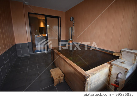 Japan, Tohoku, Iwate Prefecture, Ichinoseki City, a World Heritage hidden inn, a hot spring inn, an open-air bath, a cypress bath, Kajitsu no Mori Japan, Tohoku, Iwate Prefecture, Ichinoseki City, a World Heritage hidden inn, a hot spring inn, an open-air bath, a cypress bath, Kajitsu no Mori 99586853