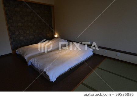Japan, Tohoku, Iwate Prefecture, Ichinoseki City, a World Heritage hidden inn, a hot spring inn, an open-air bath, a cypress bath, Kajitsu no Mori 99586886