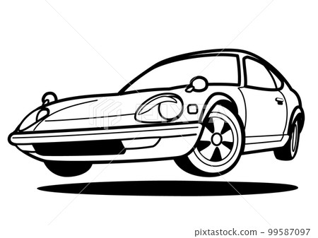 Nostalgic domestic sports car jump coloring book style car illustration Nostalgic domestic sports car jump coloring book style car illustration 99587097