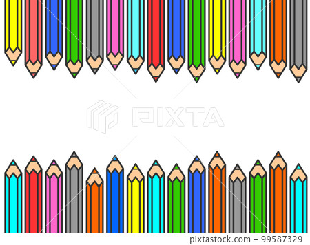 Illustration of multiple colorful colored pencils arranged side by side 99587329