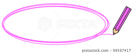 Illustration of drawing a line surrounding an important point with a stationery pencil Illustration of drawing a line surrounding an important point with a stationery pencil 99587417